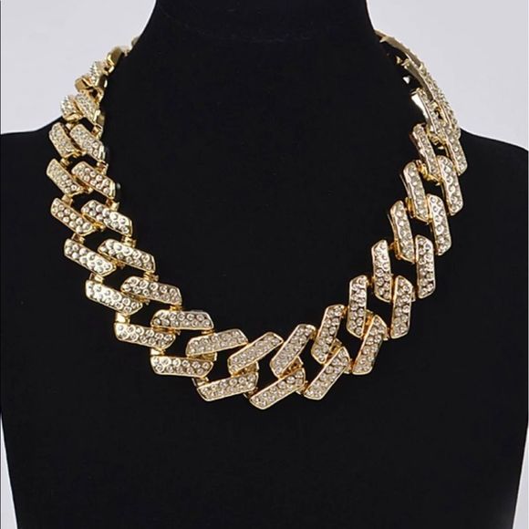 Gold Stone Chain Necklace - Picture 2 of 2